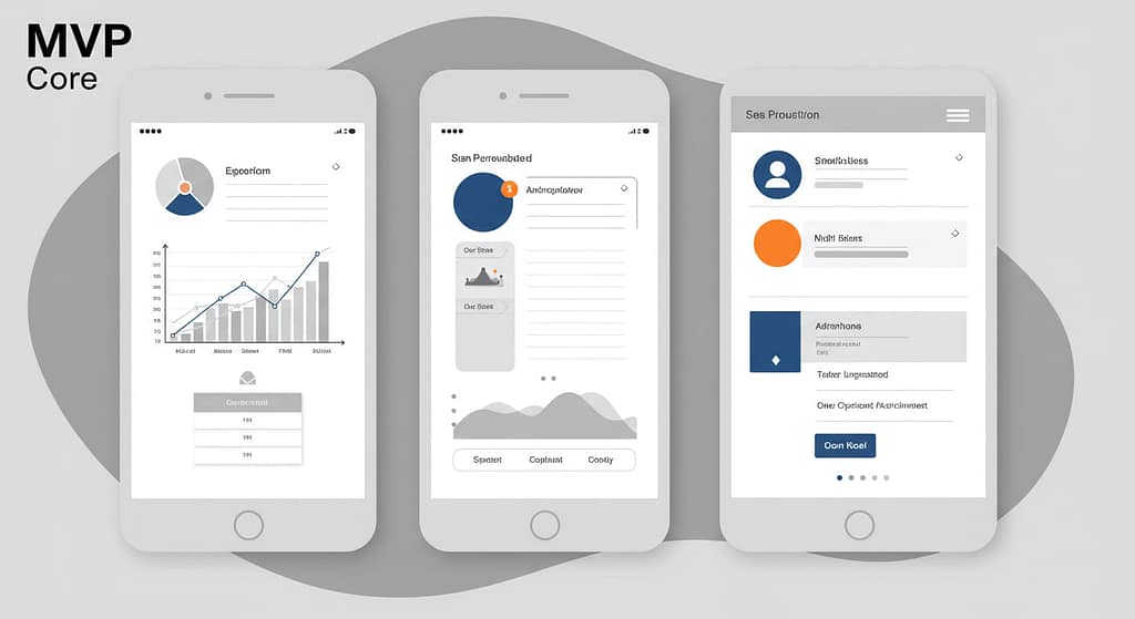 MVP development focus on one essential feature with other features greyed out.