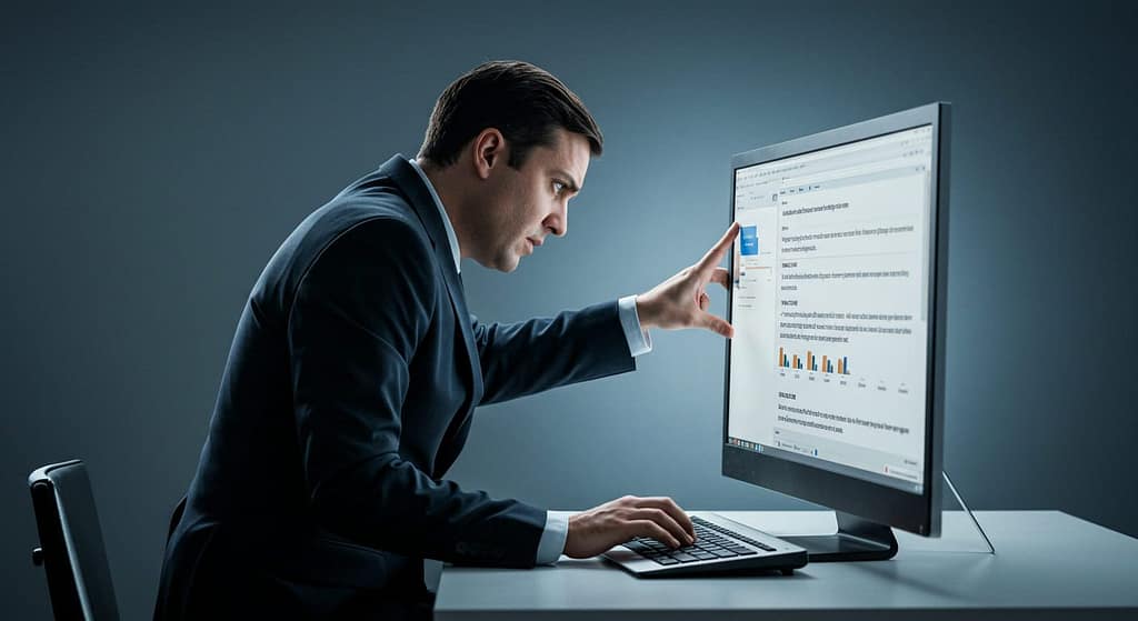 "A person struggling to fit a square peg into a round hole, illustrating the difficulty of forcing business processes into inflexible off-the-shelf software."