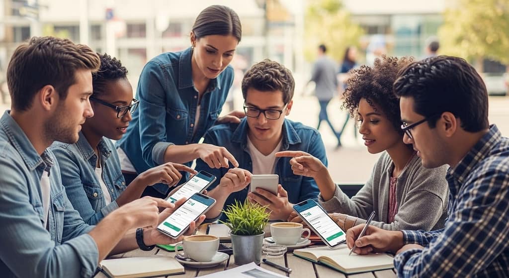 Users testing a mobile app MVP and providing feedback