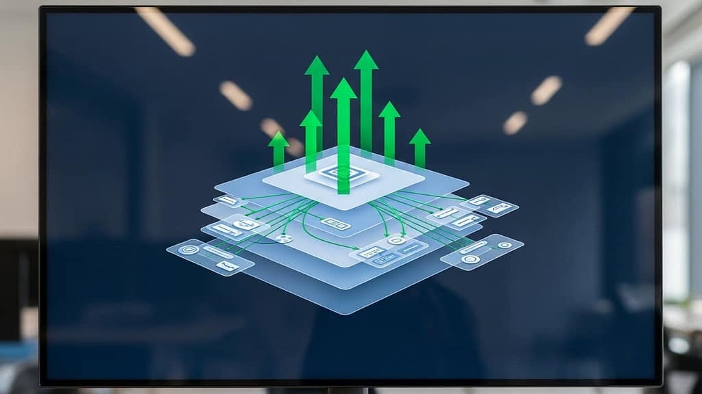 Illustration of scalable software architecture and business growth