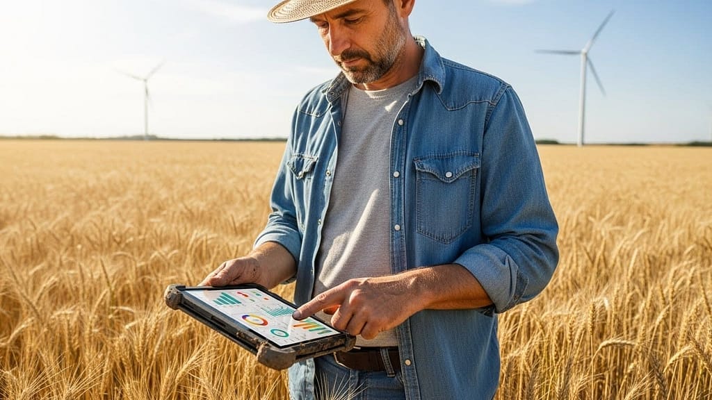 Custom agricultural software workflow showing automated tasks from data collection to